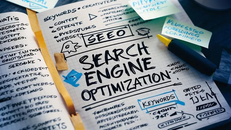 SEO strategy visualization with search keywords